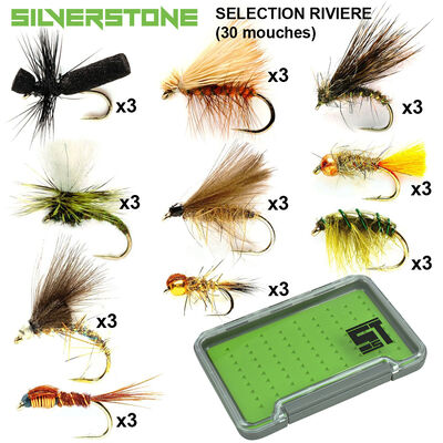 Sélection silverstone rivière 10 modèles (30 mouches + boite étanche) - Packs | Pacific Pêche