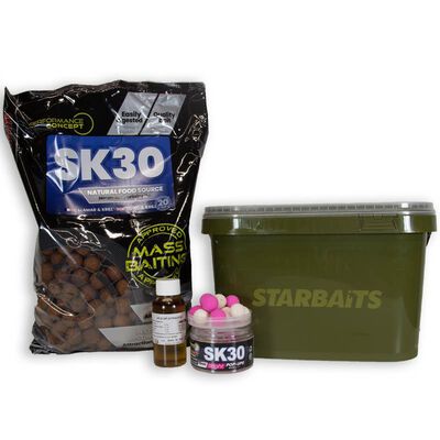 Pack Starbaits - 2kg Bouillettes SK30 + Pop up + Booster + Seau - Denses | Pacific Pêche